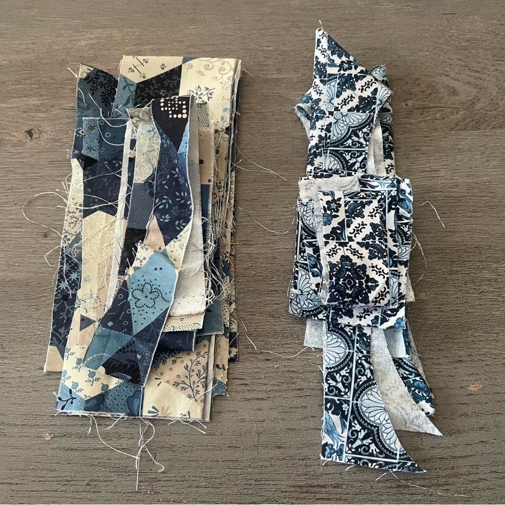 Blue & Cream Patchwork Scrap Fabric Bundle